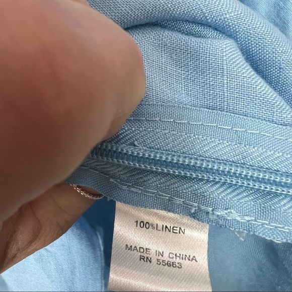 For Cynthia 100% Linen Blue Sailorcore Top S: M - Picture 4 of 9